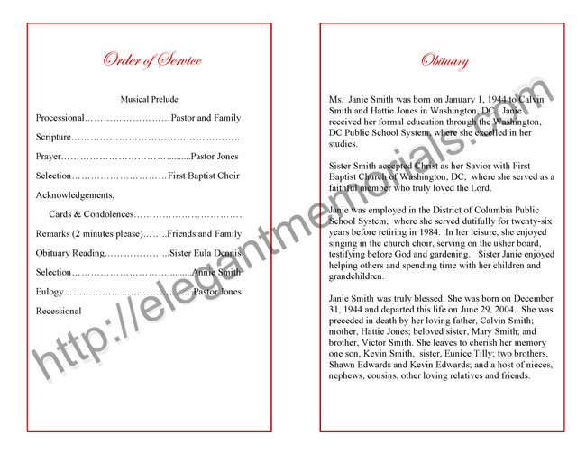 funeral program example page 2